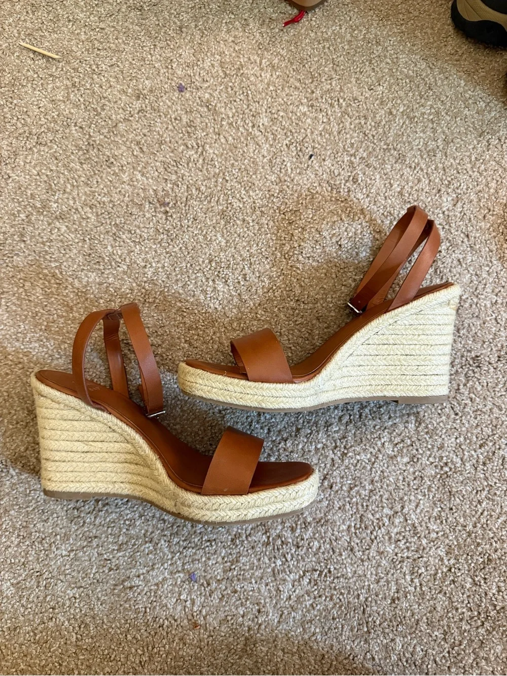 Ankle-Strap Espadrille Wedge Sandals - Brown